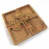 Kuvarz Ahşap Çerez & Kahvaltı Sunum Tabağı 4lü Kare 19x19cm