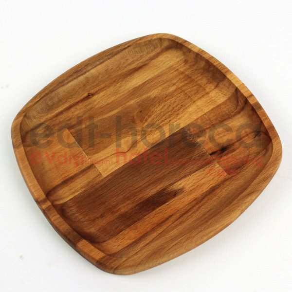 Kuvarz Wooden Oval Square Plate Medium 19x19cm