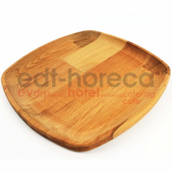 Kuvarz Wooden Oval Square Plate Large 26x26cm