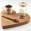 Kuvarz Ahşap Kalp Kahve İkram Tabağı 20cm