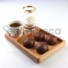 Kuvarz Ahşap Kahve İkram Tabağı Kayın 19x13cm