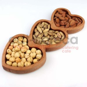 Kuvarz Ahşap 3lü Kalp Çerezlik Kahvaltılık 27x11cm