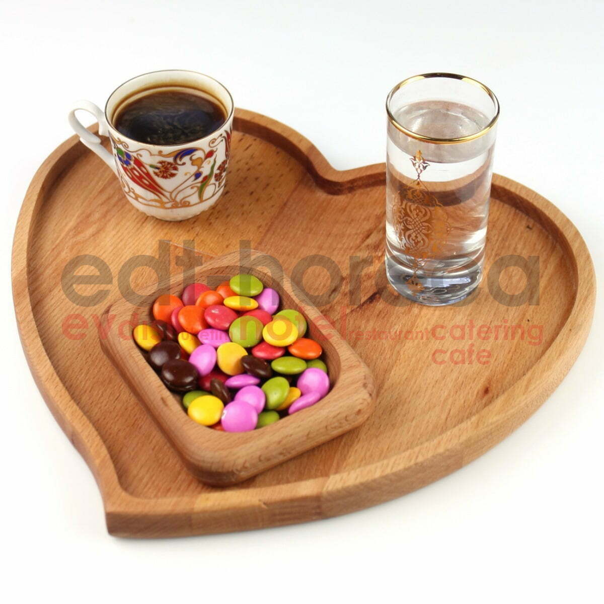 Kuvarz Ahşap Kalp Sunum 27x24cm 1 Kuvarz Ahşap Kalp Sunum 27x24cm
