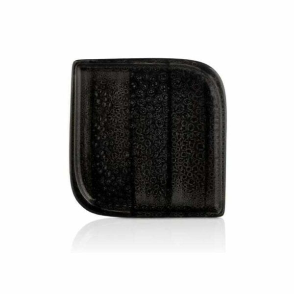 By Bone Cowry Black Porcelain Square Flat Plate 30cm