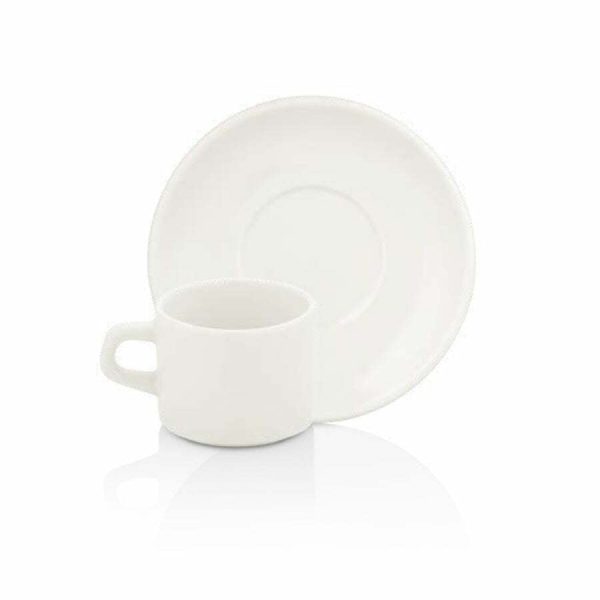 By Bone Krem Porselen Gastro Çay Fincanı ve Tabağı 175cc