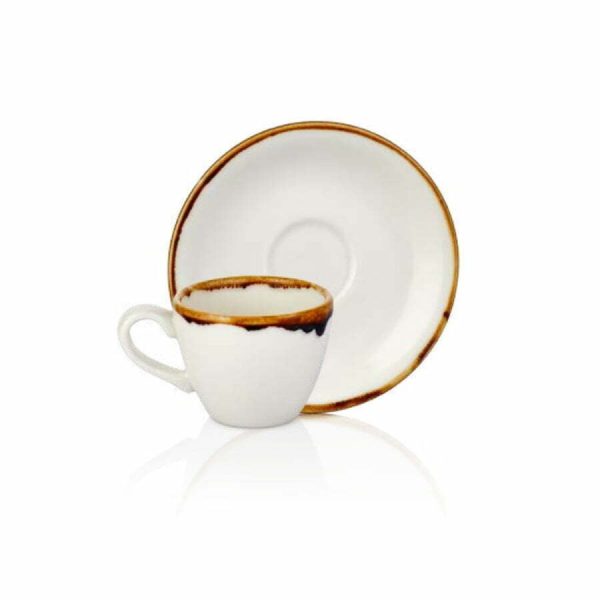By Bone Gleam Porselen Kahve Fincanı ve Tabağı 75cc
