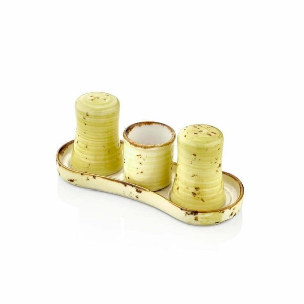 By Bone Sun Porselen Tuzluk Biberlik Kürdanlık Set Tabağı 20cm