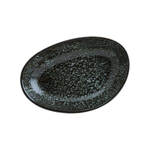 Bonna Cosmos Black Vago Porselen Oval Kayık Tabak 15x8,5cm