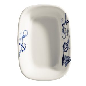 Bonna Navy Gourmet Porselen Dikdörtgen Kayık 14x10cm