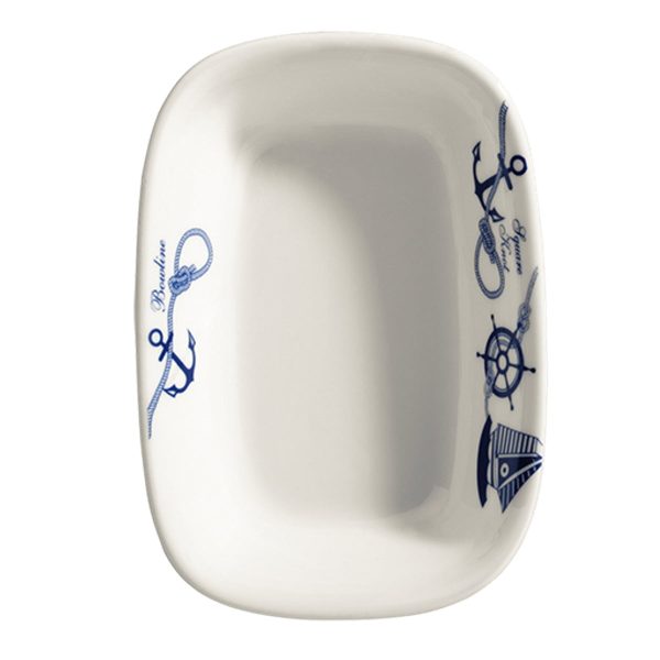 Bonna Navy Gourmet Porcelain Rectangle Boat Plate 14x10cm