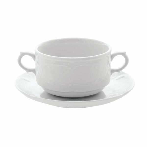 Güral Porselen Flora Konsome Kase 10cm ve Tabağı