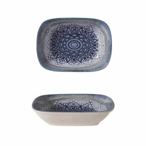 Güral Porselen Blue Voyage Kare Kayık Tabak 14cm