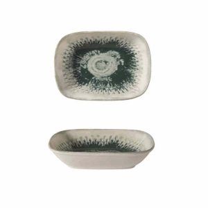 Güral Porselen Green Drop Kare Kayık Tabak 14cm