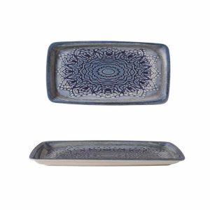 Güral Porselen Blue Voyage Kare Kayık Tabak 34x18cm