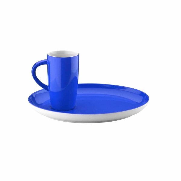 Kutahya Porcelain Lima Thin Mug Cup and Saucer 80cc Blue