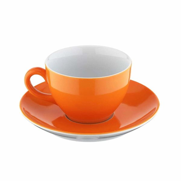 Kutahya Porcelain Lima Orange Tea Cup and Saucer 210cc