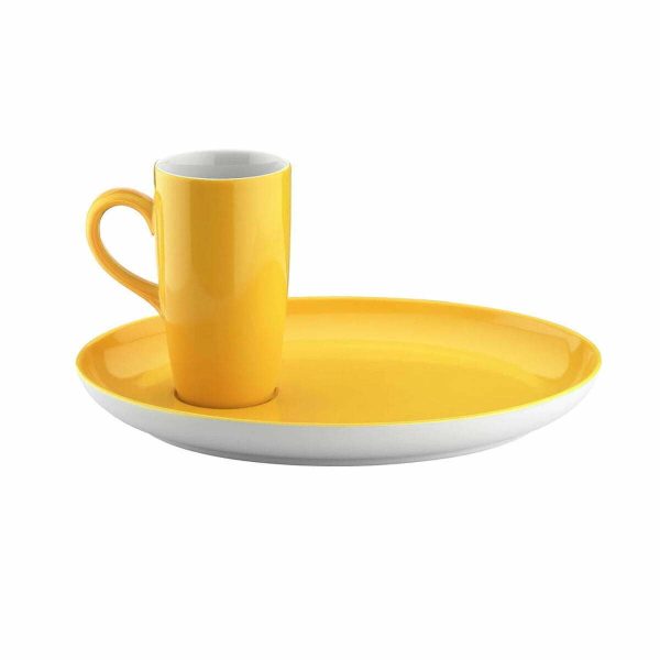 Kutahya Porcelain Lima Slim Mug Cup and Saucer 190cc Yellow