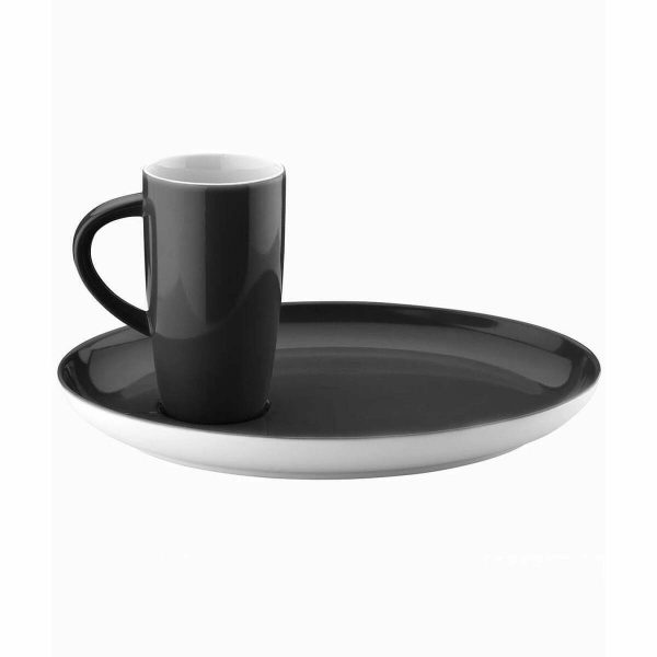 Kutahya Porcelain Lima Slim Mug Cup and Saucer 190cc Black