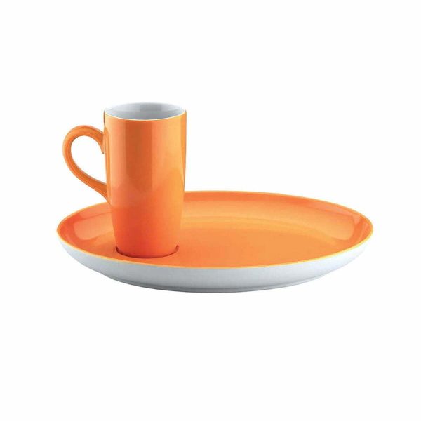 Kutahya Porcelain Lima Slim Mug Cup and Saucer 190cc Orange