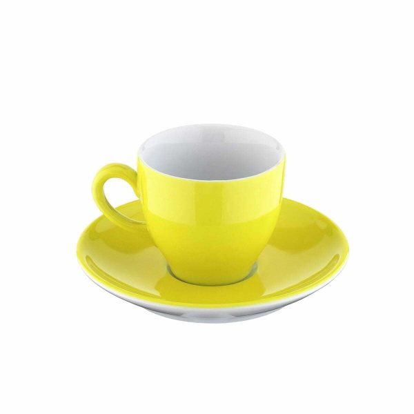 Kutahya Porcelain Lima Yellow Coffee Cup and Saucer 100cc