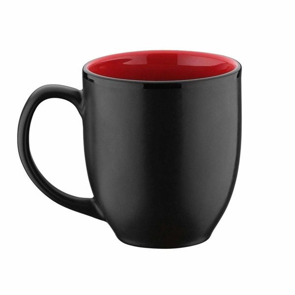 Kutahya Porcelain Zeugma Matte Black Inside Red Mug Cup 445cc