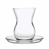 Nudeglass Beykoz İnce Belli Çay Bardağı & Tabağı