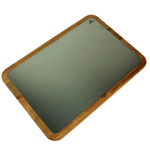 Kuvarz Dikdörtgen Ahşap ve Çelik Sunum Tablası Kayın 44x31cm