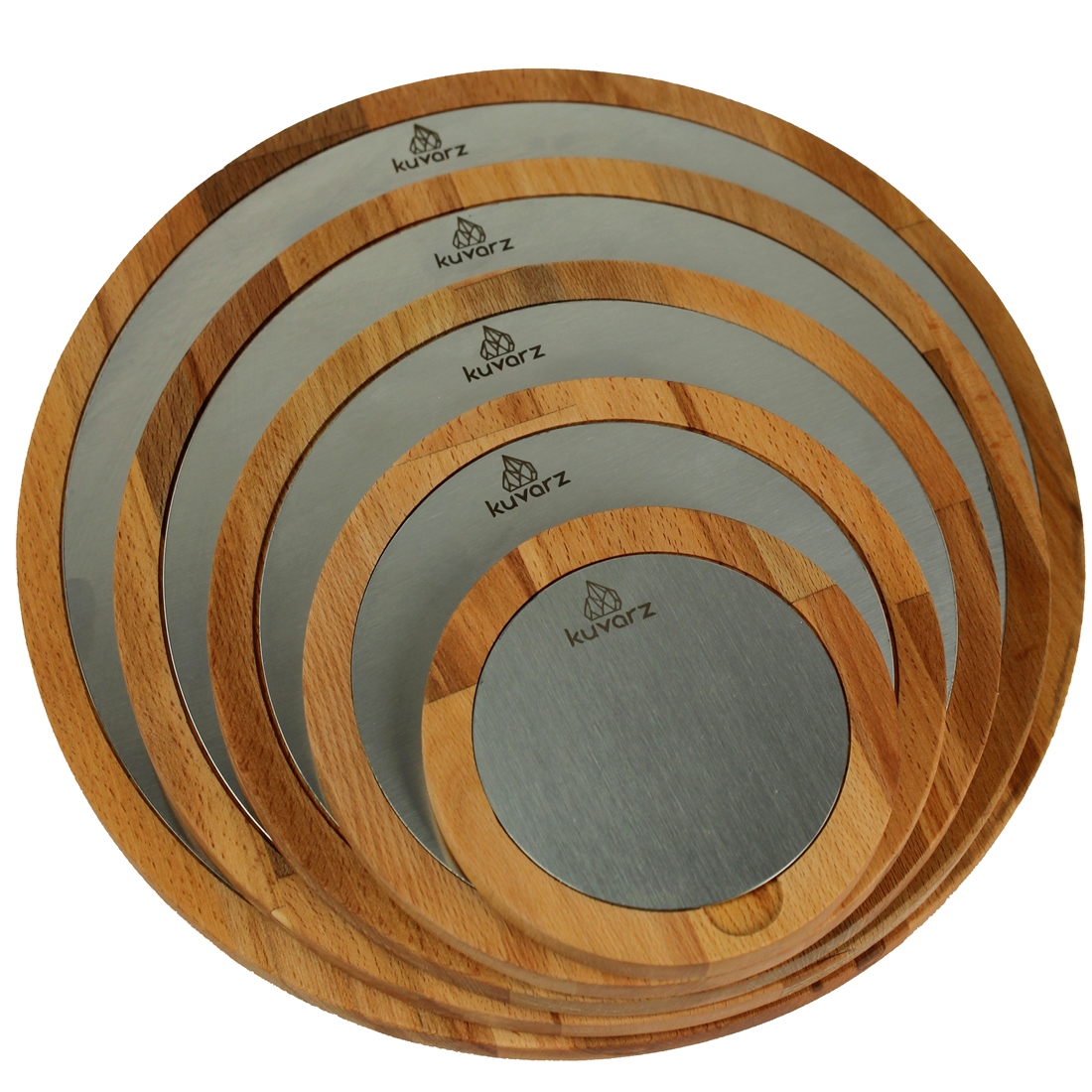 Kuvarz Daire Ahşap ve Çelik Sunum Tablası Kayın 18cm 2 Kuvarz Daire Ahşap ve Çelik Sunum Tablası Kayın 18cm - Image 2