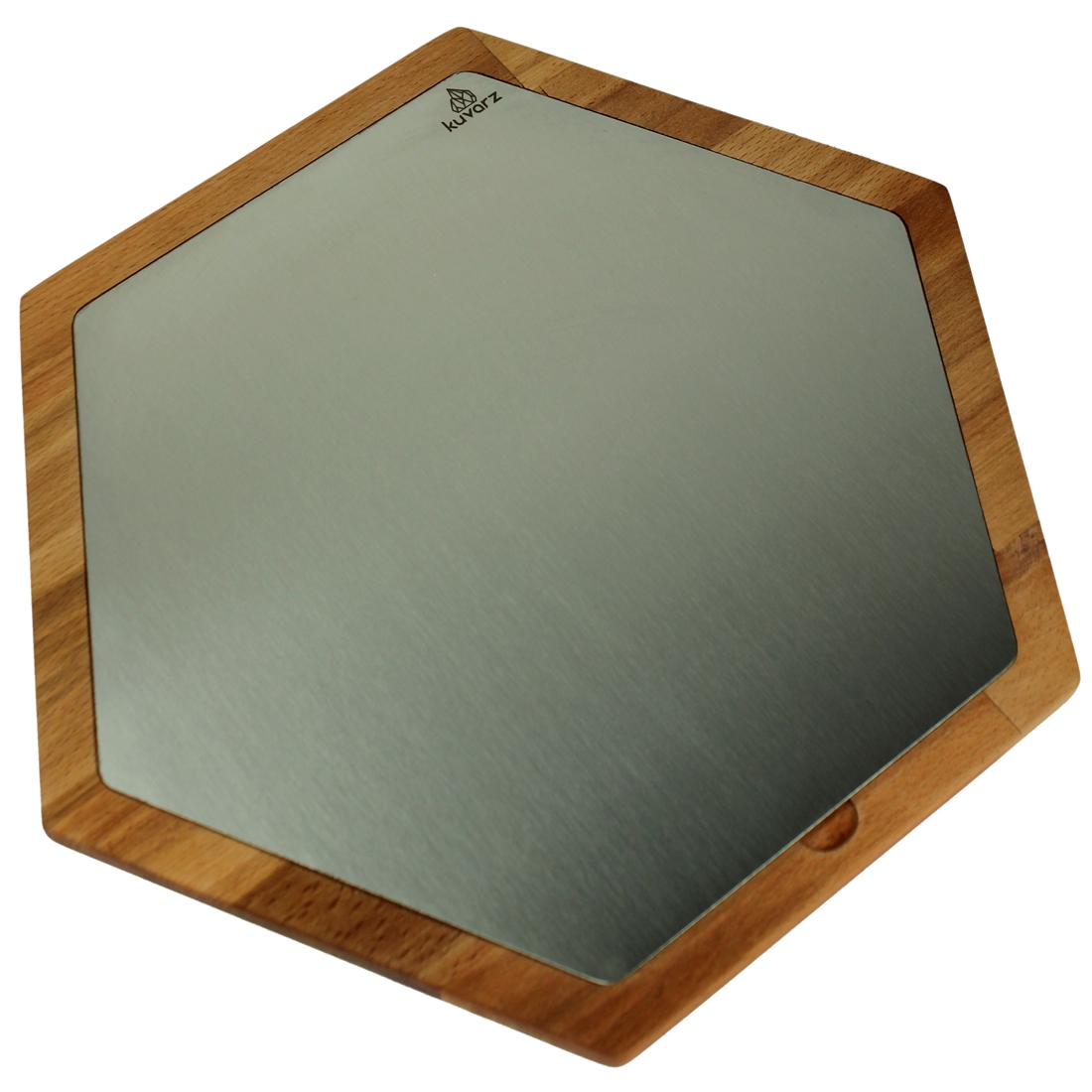 Kuvarz Altıgen Ahşap ve Çelik Sunum Tablası Kayın 39x34cm 1 Kuvarz Altıgen Ahşap ve Çelik Sunum Tablası Kayın 39x34cm