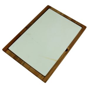 Kuvarz Dikdörtgen Ahşap ve Mermer Sunum Tablası Kayın 40x28cm