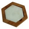 Kuvarz Altıgen Ahşap ve Mermer Sunum Tablası Kayın 16x15cm