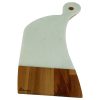 Kuvarz Kulplu Ahşap ve Mermer Sunum Tablası Kayın 40X22cm