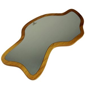 Kuvarz Asimetrik Ahşap ve Çelik Sunum Tablası Iroko 52x27cm
