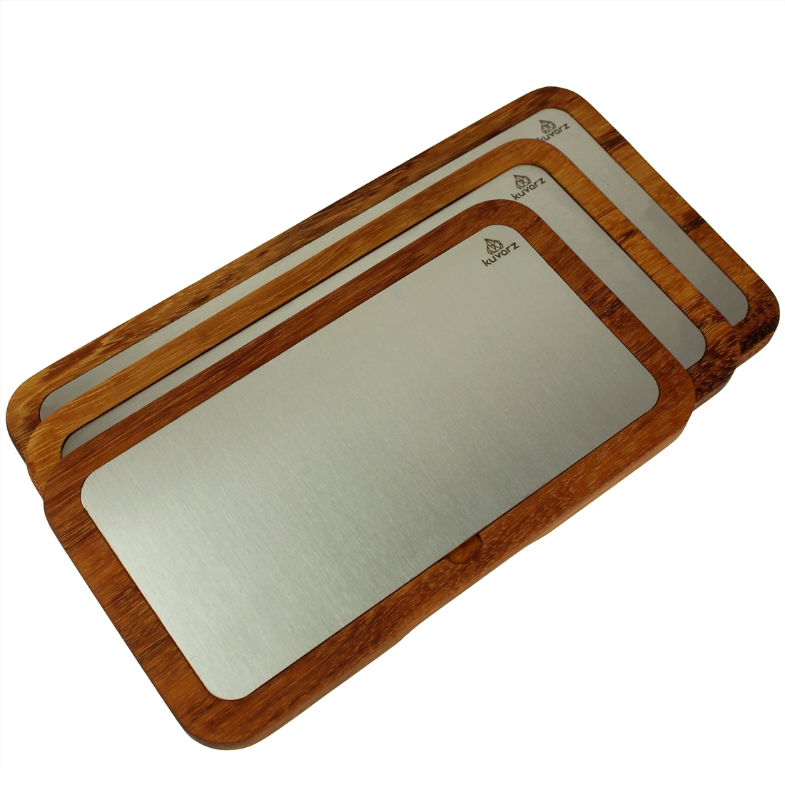 Kuvarz Dikdörtgen Ahşap ve Çelik Sunum Tablası Iroko 34x19cm 2 Kuvarz Dikdörtgen Ahşap ve Çelik Sunum Tablası Iroko 34x19cm - Image 2