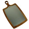 Kuvarz Asimetrik Kulplu Ahşap ve Çelik Sunum Tablası Iroko 41x23cm