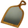 Kuvarz İkizler Kulplu Ahşap ve Çelik Sunum Tablası Iroko 35x22cm