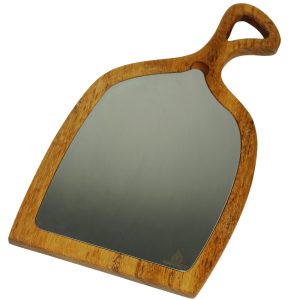 Kuvarz İkizler Kulplu Ahşap ve Çelik Sunum Tablası Iroko 35x22cm