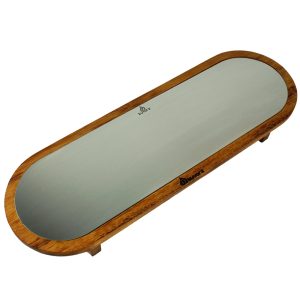 Kuvarz Dikdörtgen Pide Ahşap ve Çelik Sunum Tablası Iroko 60x20cm