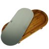 Kuvarz Dikdörtgen Pide Ahşap ve Çelik Sunum Tablası Iroko 44x20cm