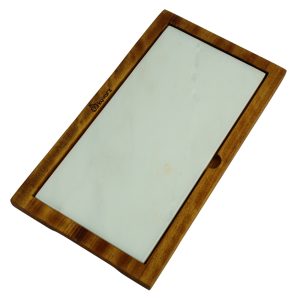 Kuvarz Dikdörtgen Ahşap ve Mermer Tablası Kayın 34x19cm