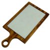 Kuvarz Kulplu Ahşap ve Mermer Sunum Tablası Iroko 39x19cm
