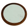 Kuvarz Daire Ahşap ve Mermer Sunum Tablası Iroko 24cm