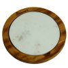 Kuvarz Daire Ahşap ve Mermer Sunum Tablası Iroko 19cm