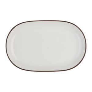 Id Fine Modest Brown Oval Kayık Tabak 28 cm