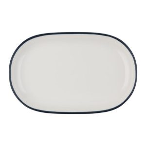 Id Fine Modest Navy Oval Kayık Tabak 28 cm