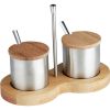 Biradlı 2'Li Baharatlık Takımı Standlı 19X9.5Cm Mat