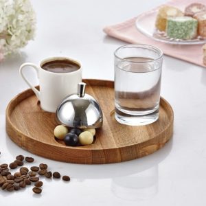 Biradlı Ahşap Yuvarlak Türk Kahve Seti 19X2