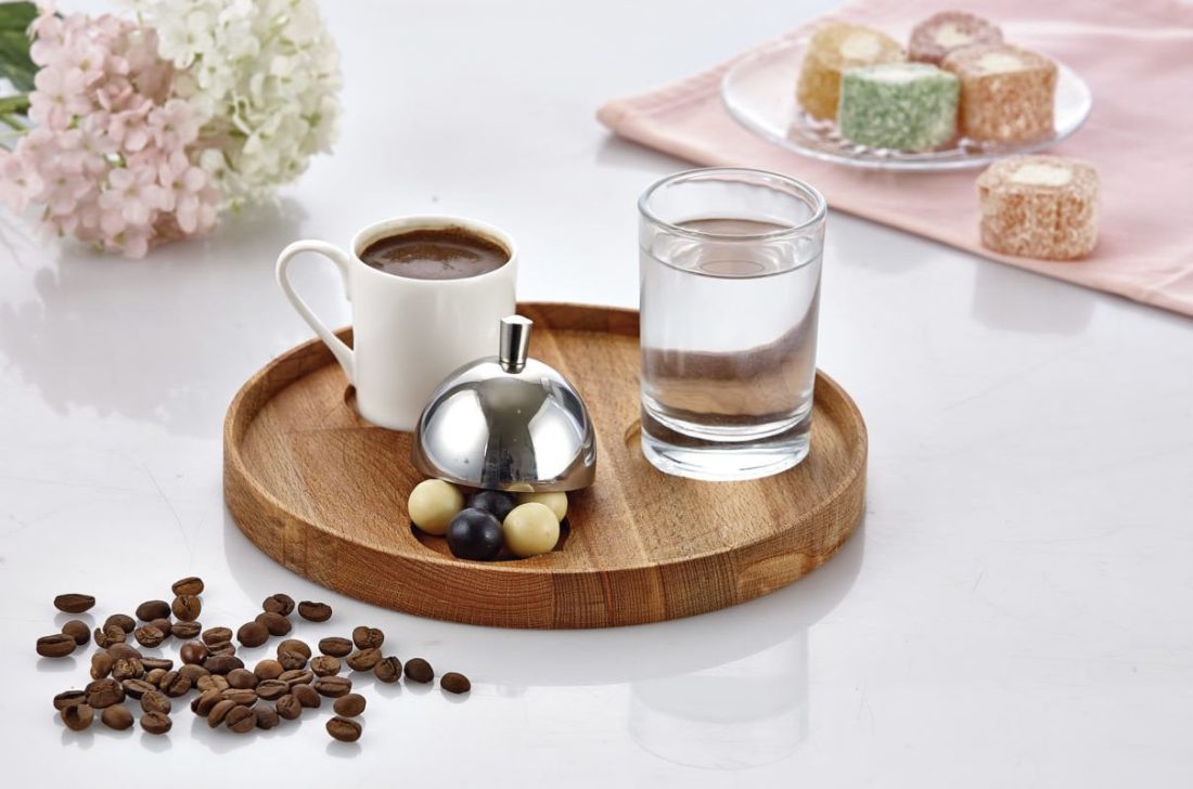 Biradlı Ahşap Yuvarlak Türk Kahve Seti 19X2 1 Biradlı Ahşap Yuvarlak Türk Kahve Seti 19X2
