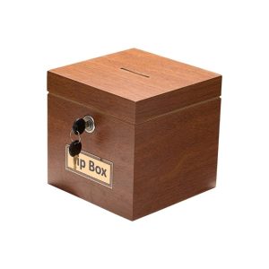 Biradlı Ahşap Bahşiş Kutusu / Tip Box (18X18X18 Cm)